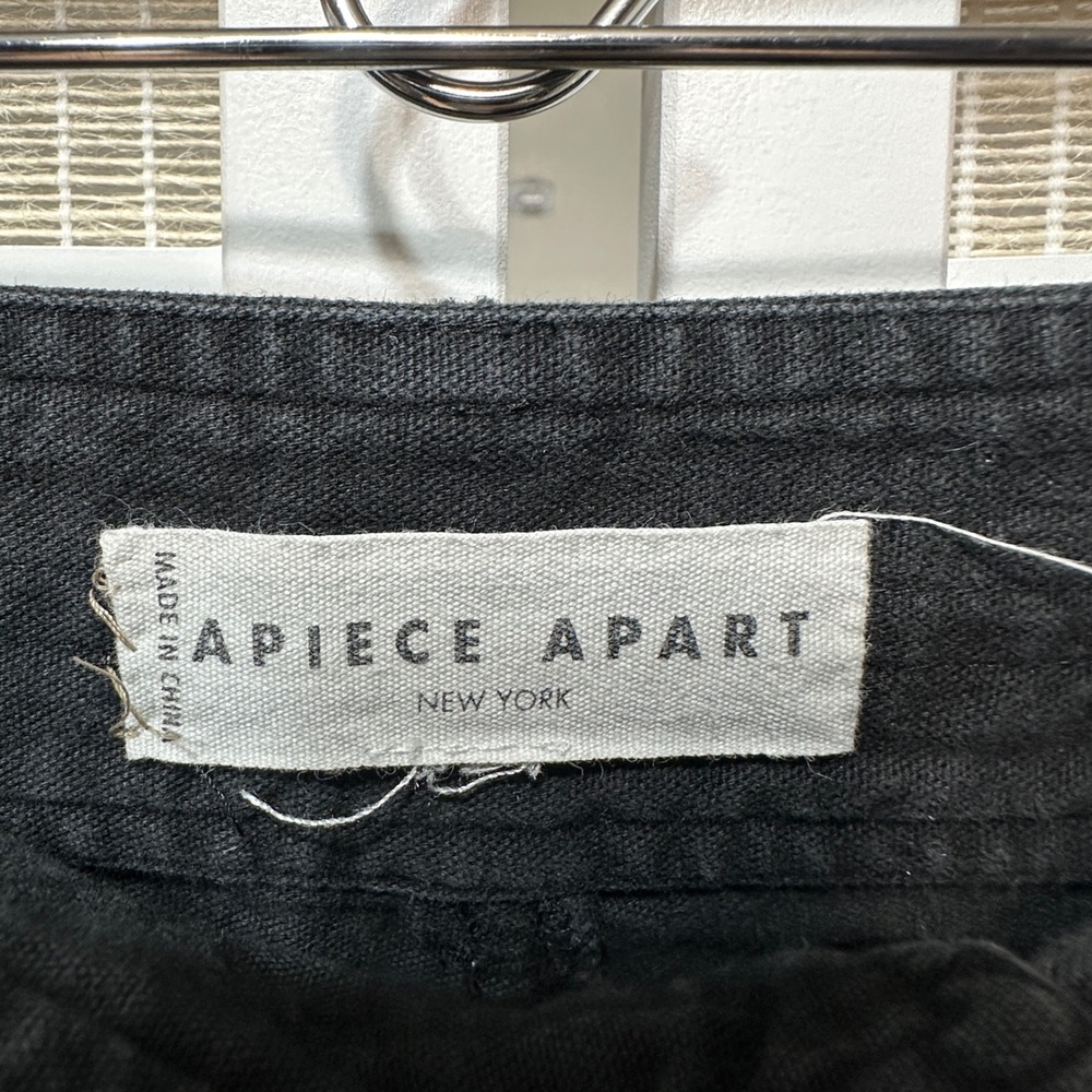 Apiece Apart Wide Leg Pants Women 4 Black High Rise Cropped Canvas Trousers - Picture 6 of 11
